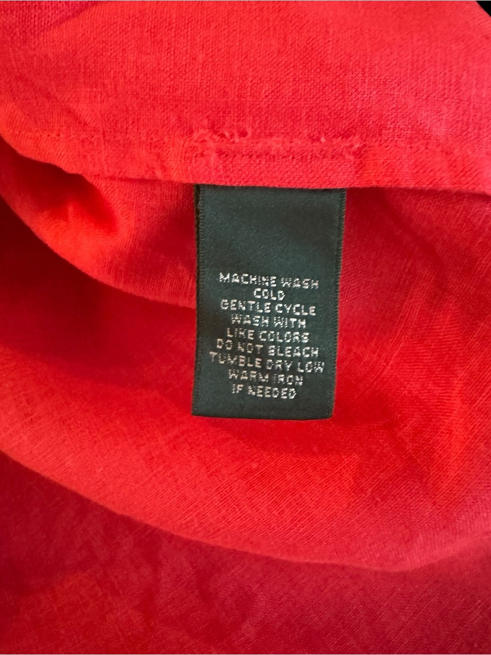 Lauren Ralph Button Up Shirt Womens XL Coral 100% Linen Roll Tab Coastal Beach - Picture 5 of 6